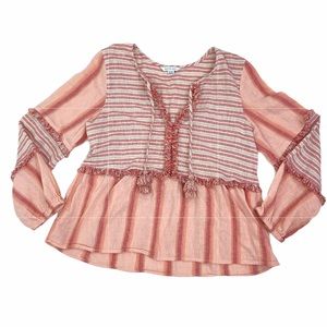 American Eagle striped fringe boho top. Medium